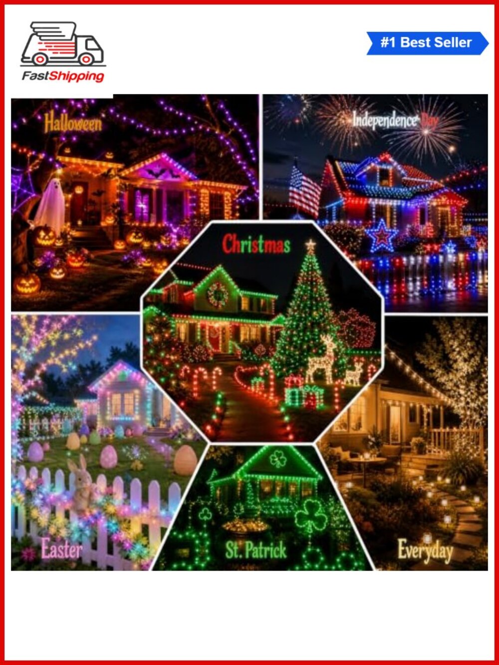 🎅 98FT 300 LED Smart RGB Color Changing String Lights Remote App Control - Picture 3 of 5